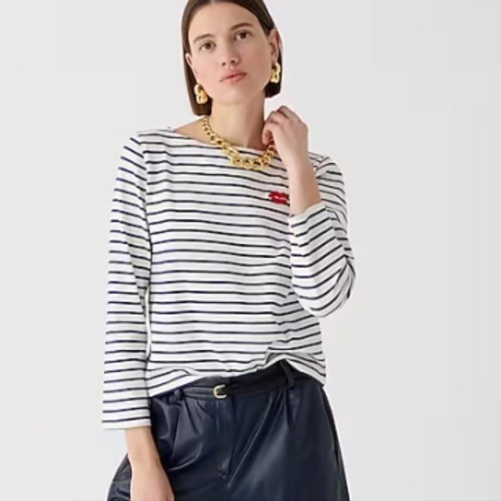 J. Crew Navy and White Striped Top